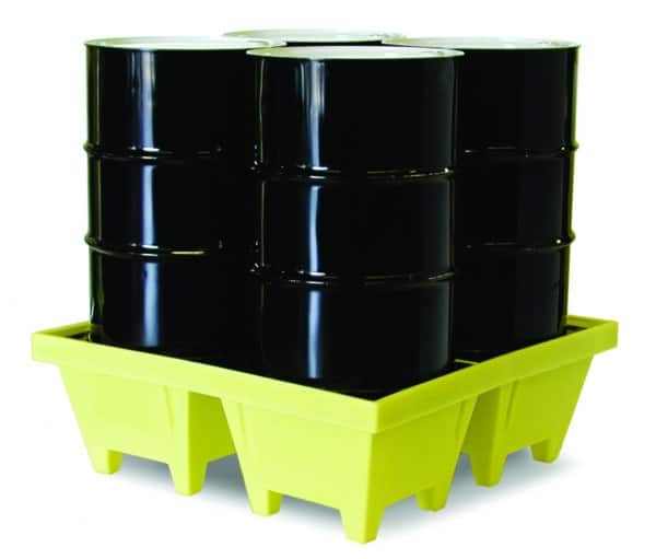 Spill Pallet - 4 Drum - Slim Line Low Profile - Square