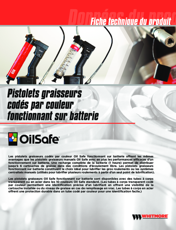 Pistolets graisseurs codés par couleur fonctionnant sur batterie