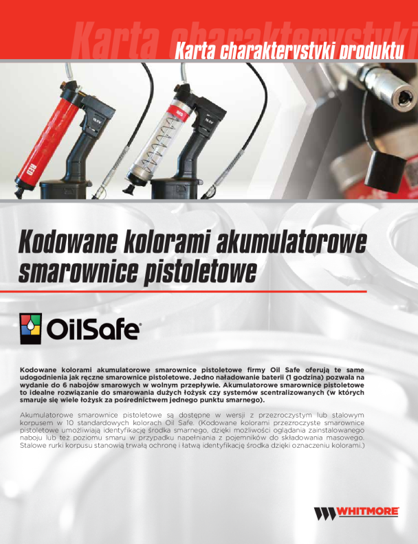 Kodowane kolorami akumulatorowe smarownice pistoletowe