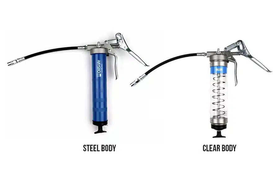 Steel Body And Clear Body Pistol Grip Grease Guns - OilSafe Lubrication Management